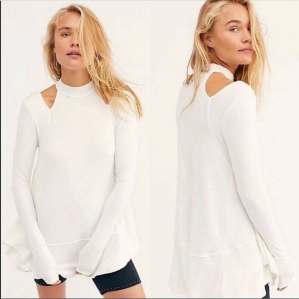Free People Downtown Girl Cutout Tunic Ivory